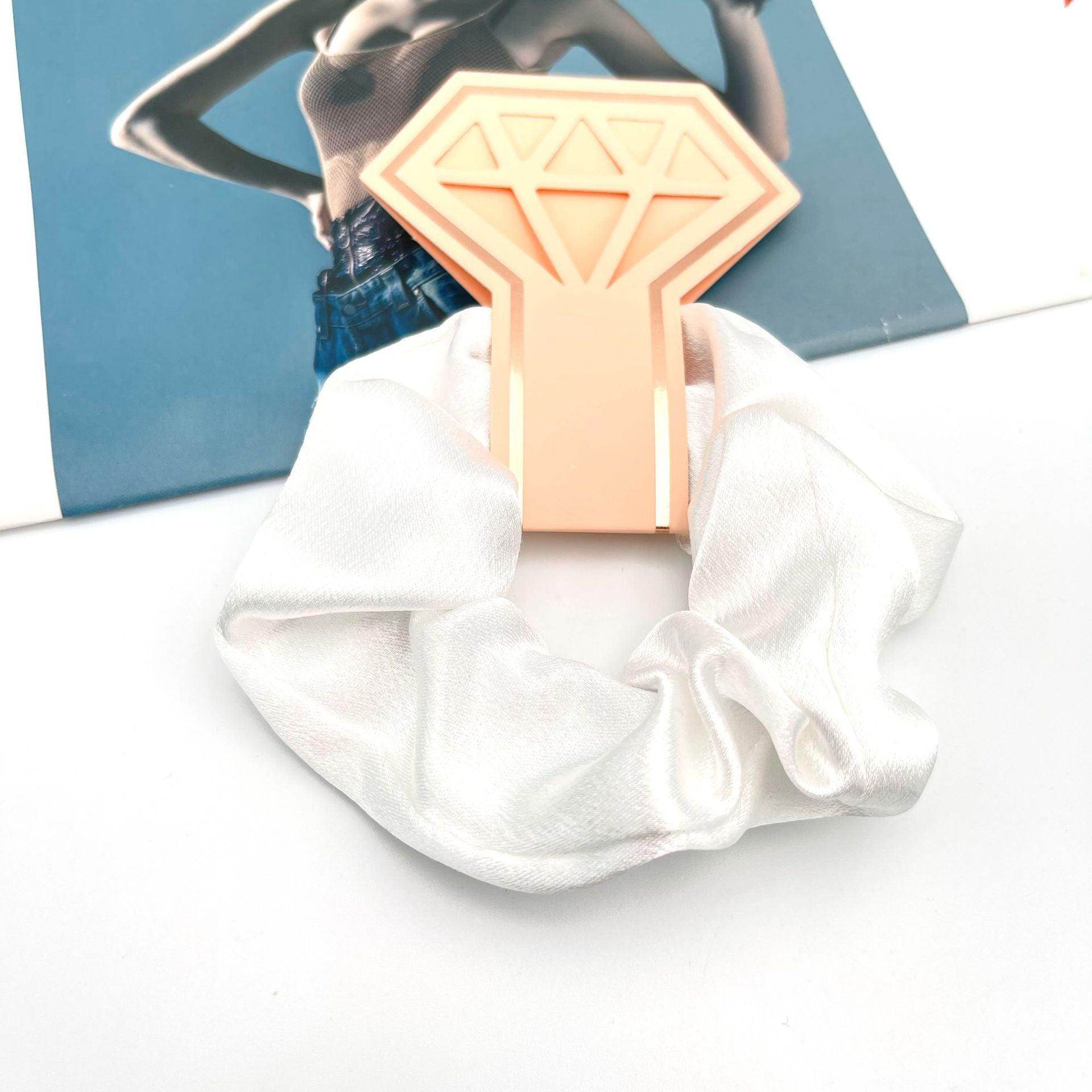 Crown Card Crystal Satin scrunchie Wedding party Gift Fashion solid color hair tie set 676812975531 - COCOMELODY